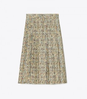 Dames Tory Burch bedrukte zijden plooirokken Mint