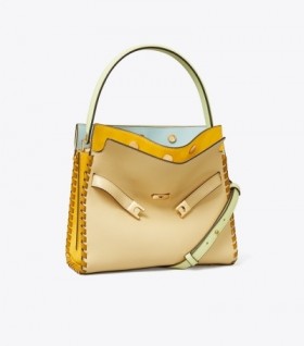  Tory Burch Small Lee Radziwill Whipstitch Double Satchel-tassen voor dames, zwart