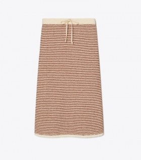 Tory Burch gehaakte gebreide rokken voor dames, bruin/crème