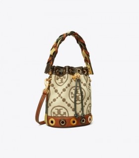 Naisten Tory Burch T Monogram Grommet Mini Bucket Laukut musta