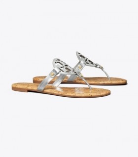  Naisten Tory Burch Miller Sandaalit, Nahkasandaalit Hopeanbeige