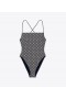  Maillot de bain une pièce imprimé à nouer dans le dos pour femme Tory Burch bleu marine