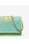  Portefeuille à chaîne et bordure souple Fleming de Tory Burch pour femme, mini-sac noir