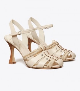  Sandales à talon Fisherman Tory Burch pour femme, blanches