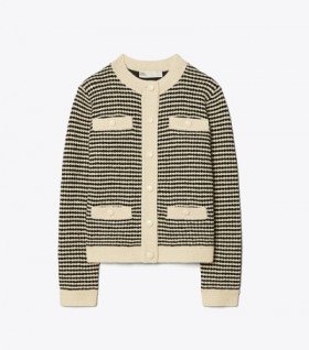  Cardigan en crochet Kendra de Tory Burch pour femme Crème/Noir
