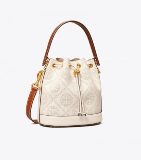  Sacs seau perforés Tory Burch T Monogram pour femme Blanc