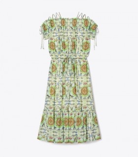  Robe en soie imprimée Tory Burch pour femme, couleur menthe