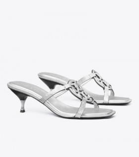 Sandales à talons bas Miller Bombé de Tory Burch pour femmes, argentées
