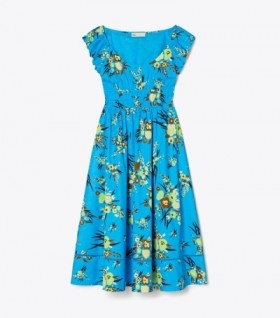  Robe à encolure dégagée imprimée Tory Burch pour femme, noire