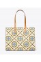  Tory Burch Damen T Monogram Kontrastprägung Tote Bags Weiß Blau