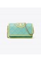  Tory Burch Fleming Soft Patent Border Chain Wallet Mini-Taschen für Damen in Schwarz