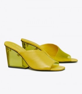  Tory Burch Damen Pantoletten mit asymmetrischem Absatz in Weiß