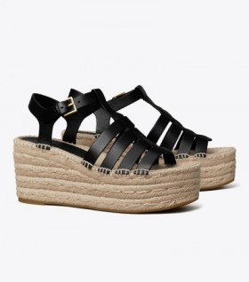  Tory Burch Espadrilles mit Keilabsatz im Fisherman-Stil für Damen in Schwarz