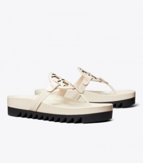  Γυναικεία πέδιλα Tory Burch Miller Cloud Lug Κρεμ Μαύρα