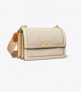 Γυναικείες τσάντες ώμου Tory Burch Small T Monogram Λευκές