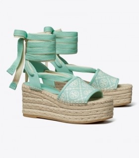  Γυναικείες Tory Burch T Monogram Wedge Espadrilles Blue White